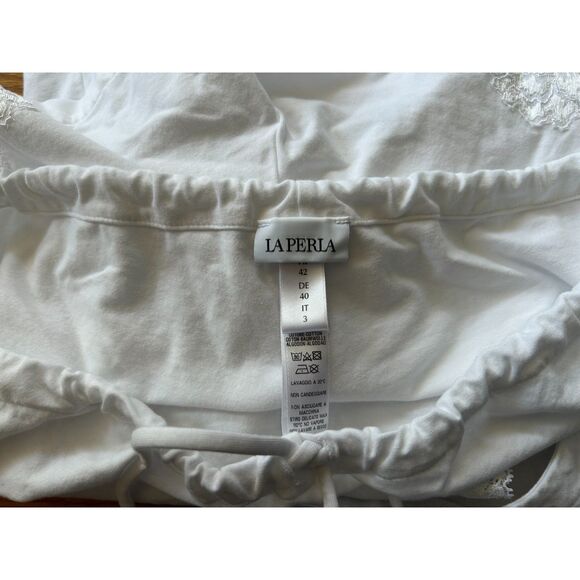 La Perla White Cotton Lace Racerback Tank Top Set Lounge Pajamas M - Picture 5 of 13